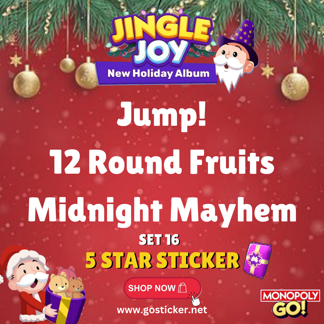 5 Star Sticker Set 16 - Jump! 12 Round Fruits, Midnight Mayhem