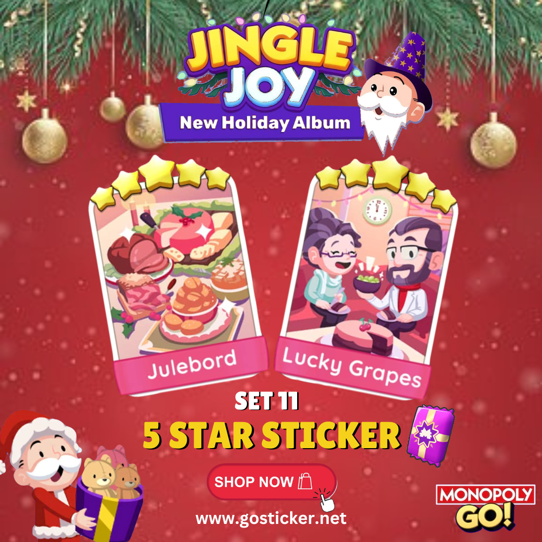 5 Star Sticker Set 11 - Julebord, Lucky Grapes